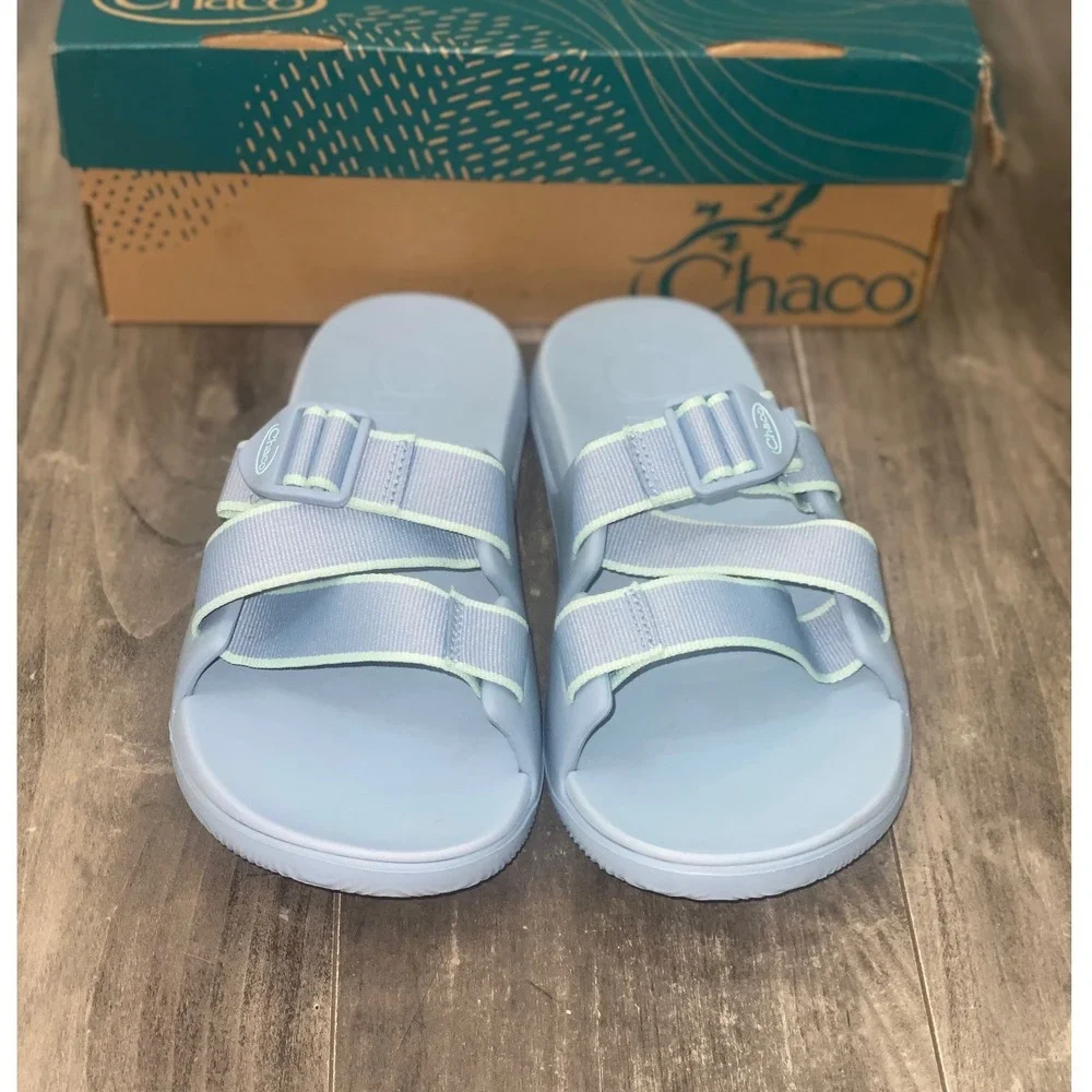 Chaco Chillos Slide Sandal Light Blue Womens 8 LUVSEAT Arch Support Casual Sport - Picture 3 of 9